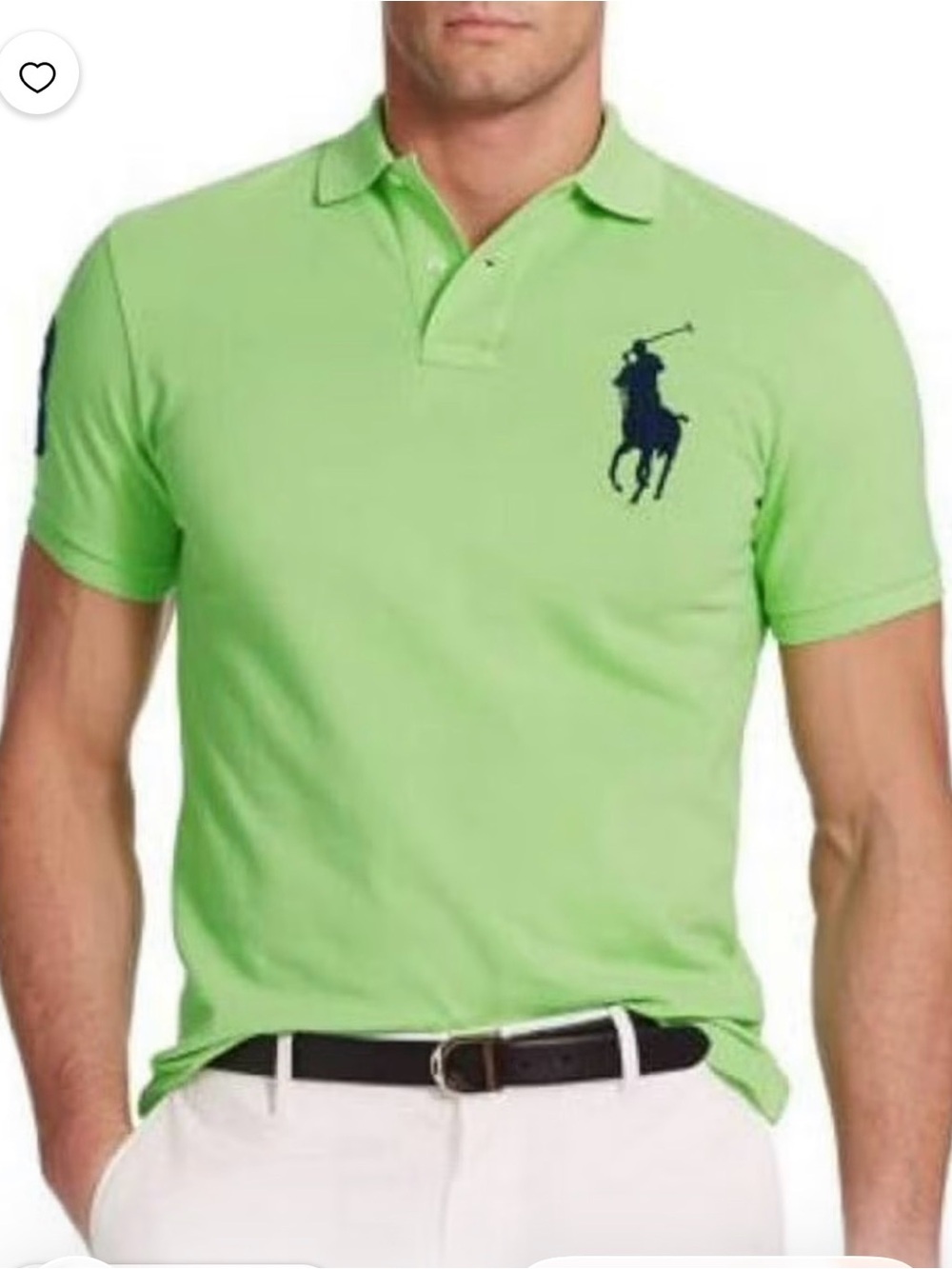 Ralph Lauren Light Green Polo with Navy Pony and Sleeve Patch